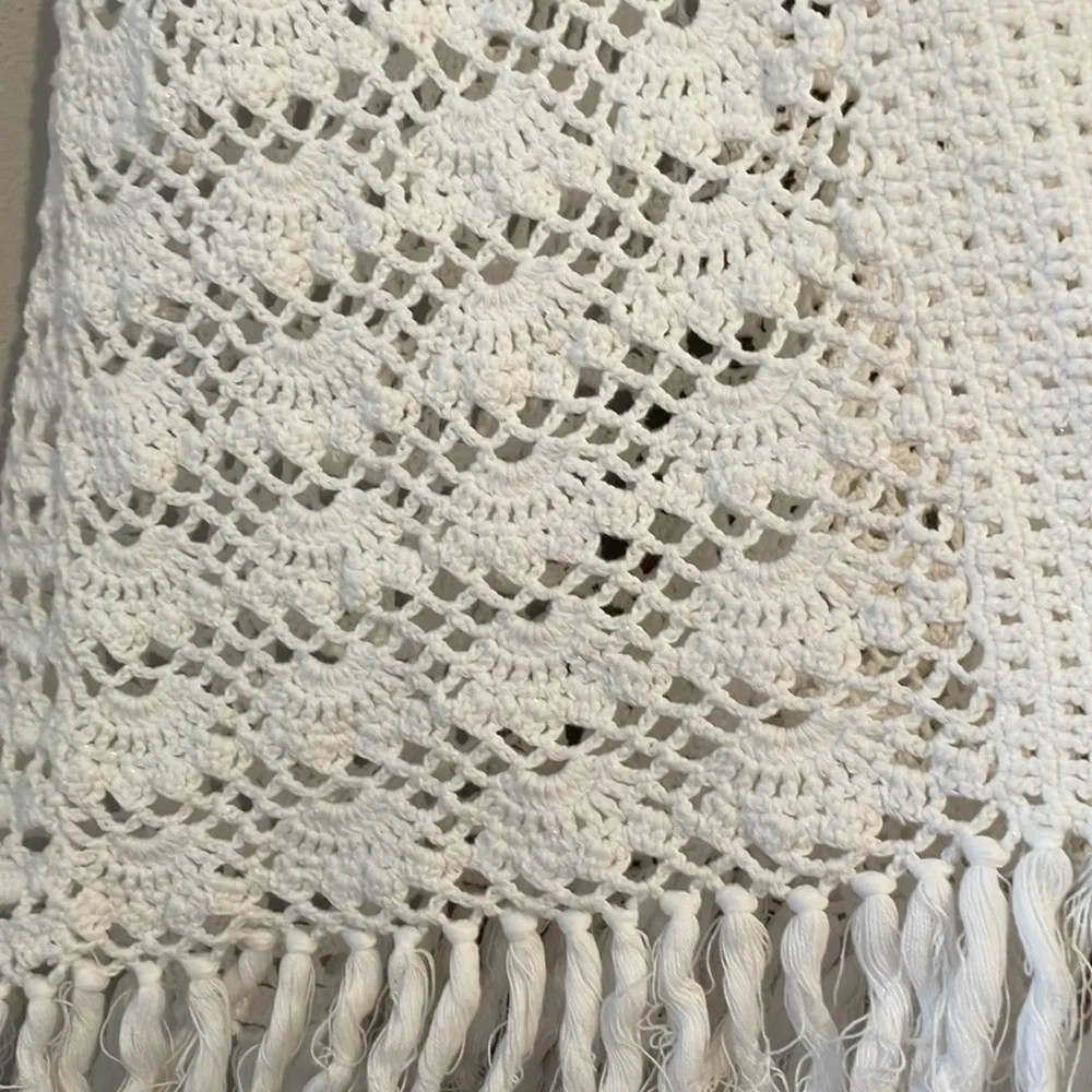 Chico's White Fringe Swim Coverup with Lace Pattern - Picture 2 of 10
